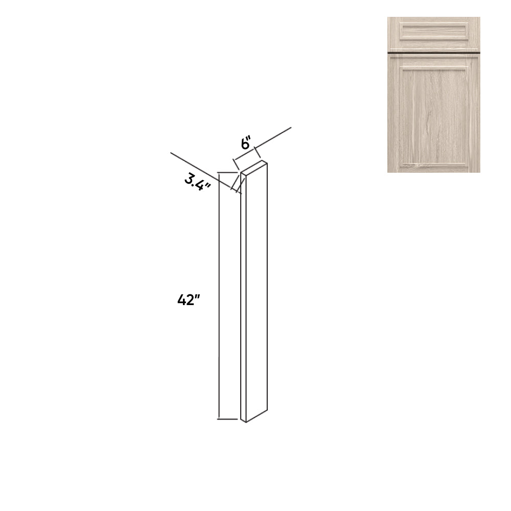 RTA - Elegant Shaker Ivory - Wood Wall Filler - 6"W x 42"H x 0.75"D