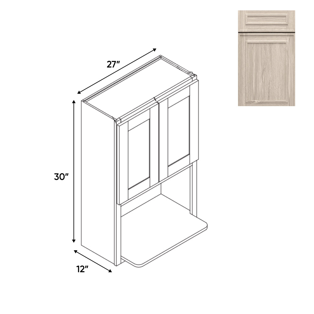 RTA - Elegant Shaker Ivory - Microwave Wall Cabinets with 2 Door 1 Shelf - 27"W x 30"H x 12"D