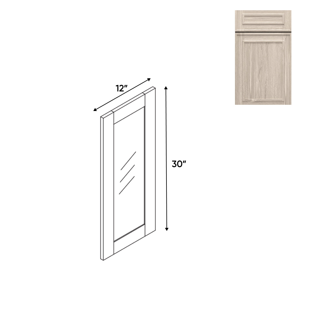 RTA - Elegant Shaker Ivory - 12"W x 30"H x 0.75"D - Wall Molding Glass Door with 1 Door