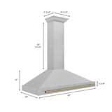 ZLINE 48 in. Autograph Edition Convertible Fingerprint Resistant DuraSnow® Stainless Steel Range Hood with Champagne Bronze Handle (KB4SNZ-48-CB)