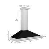 ZLINE 48 in. Convertible Stainless Steel Range Hood with Black Matte Shell and Stainless Steel Handle (KB4STX-BLM-48)