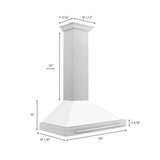 ZLINE 36 in. Convertible Fingerprint Resistant DuraSnow® Stainless Steel Range Hood with White Matte Shell and Stainless Steel Handle (KB4SNX-WM-36)