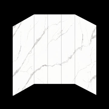 Ivanees 60"W x 32"D x 84"H - Carrara White Matte Shower Wall System (5-Piece)