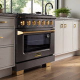 KUCHT Gemstone Professional 36 in. 5.2 cu. ft. Dual Fuel Range for Propane Gas with Sealed Burners and Convection Oven in  Titanium Stainless Steel