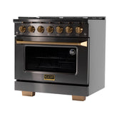 KUCHT Gemstone Professional 36 in. 5.2 cu. ft. Propane Gas Range with Sealed Burners and Convection Oven in Titanium Stainless Steel