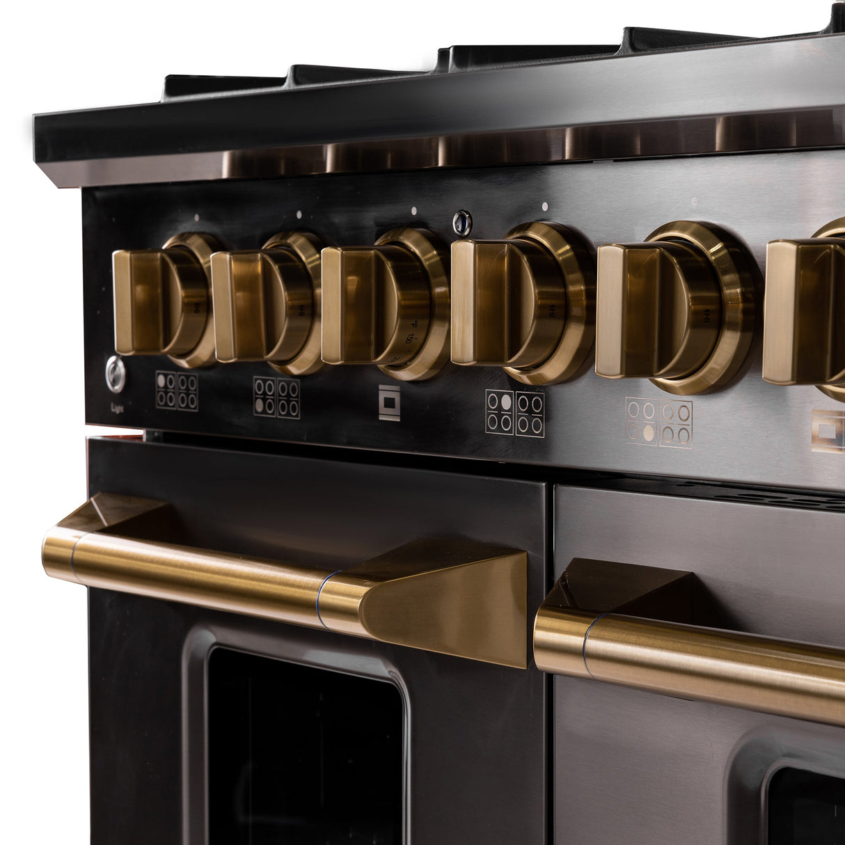 KUCHT Gemstone Professional 48 in. 6.7 cu. ft. Dual Fuel Range for Propane Gas with Sealed Burners, Griddle/Grill and Two Ovens - One Convection - in Titanium Stainless Steel