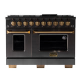 KUCHT Gemstone Professional 48 in. 6.7 cu. ft. Dual Fuel Range for Propane Gas with Sealed Burners, Griddle/Grill and Two Ovens - One Convection - in Titanium Stainless Steel