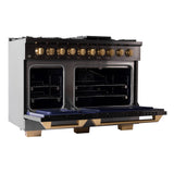 KUCHT Gemstone Professional 48 in. 6.7 cu. ft. Dual Fuel Range for Propane Gas with Sealed Burners, Griddle/Grill and Two Ovens - One Convection - in Titanium Stainless Steel