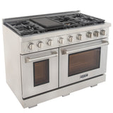 KUCHT Professional 48 in. 6.7 cu. ft. Propane Gas Range Two Ovens - One Convection - with True Simmer Burners
