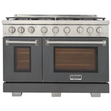 KUCHT Professional 48 in. 6.7 cu. ft. Natural Gas Range with Sealed Burners, Grill / Griddle and Two Ovens - One Convection