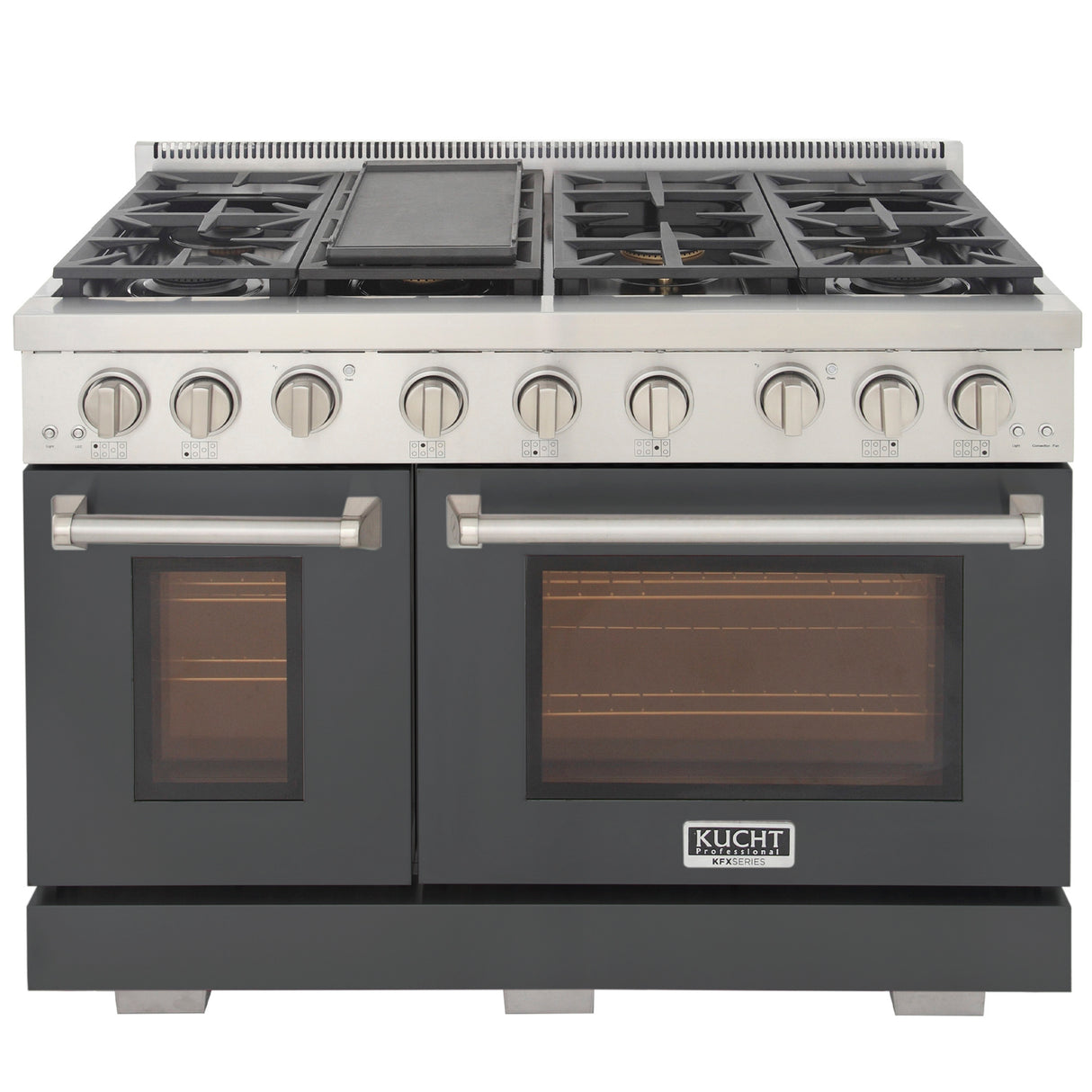 KUCHT Professional 48 in. 6.7 cu. ft. Propane Gas Range with Sealed Burners, Griddle and Two Ovens - One Convection