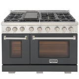 KUCHT Professional 48 in. 6.7 cu. ft. Propane Gas Range with Sealed Burners, Griddle and Two Ovens - One Convection