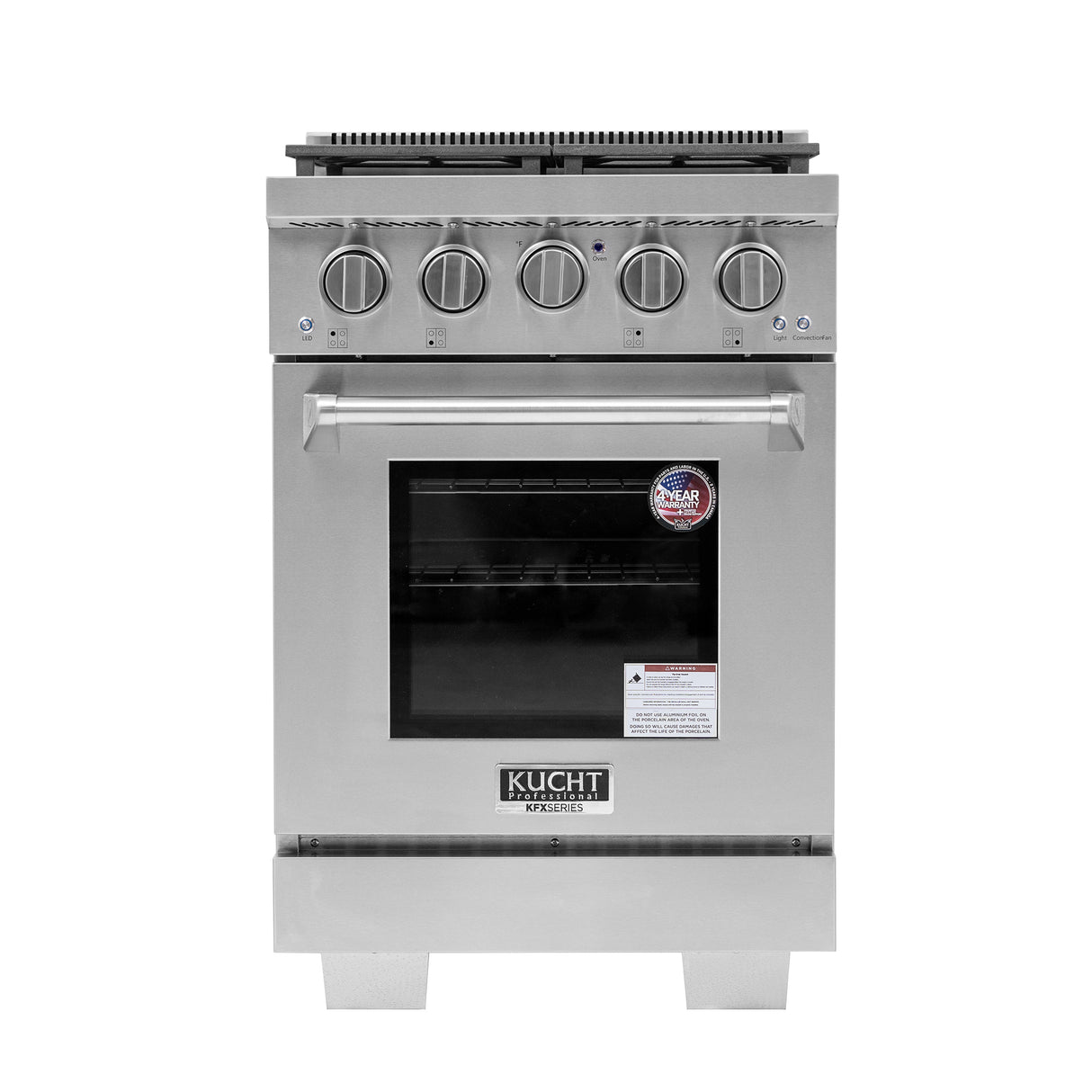 KUCHT Professional 24 in. 2.5 cu. ft. Gas Range and Convection Oven in Stainless Steel with True Simmer Burners