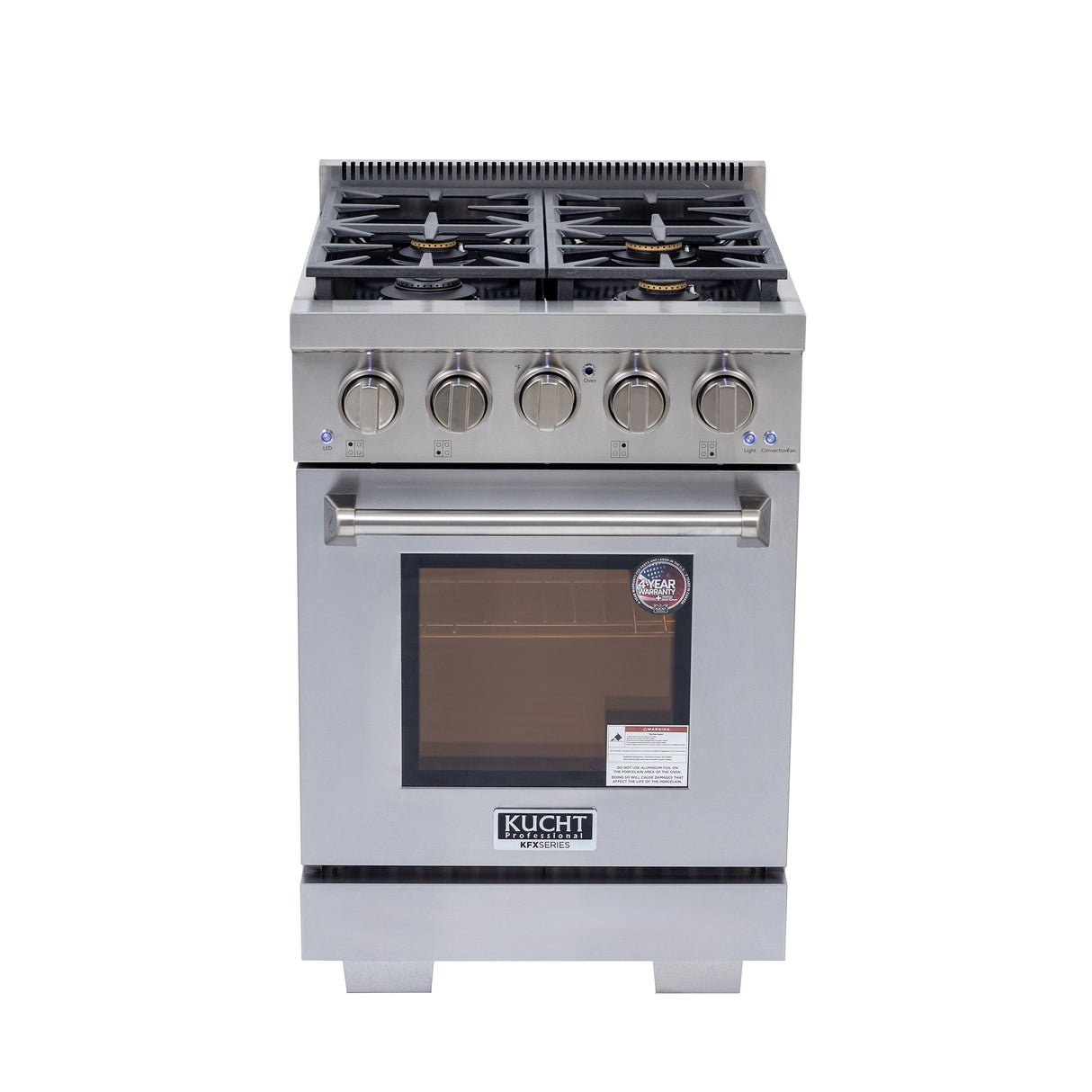 KUCHT Professional 24 in. 2.5 cu. ft. Gas Range and Convection Oven in Stainless Steel with True Simmer Burners