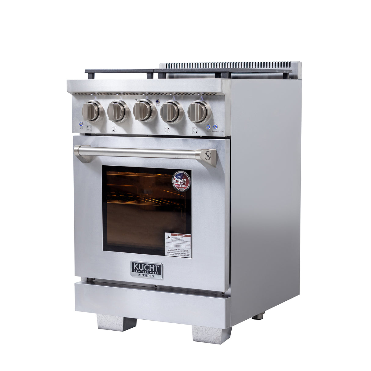 KUCHT Professional 24 in. 2.5 cu. ft. Gas Range and Convection Oven in Stainless Steel with True Simmer Burners