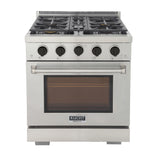 KUCHT Professional 30 in. 4.2 cu. ft. Propane Gas Range with Sealed Burners and Convection Oven in Stainless Steel With Knobs