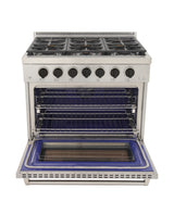 KUCHT Professional 36 in. 5.2 cu. ft. Propane Gas Range with Sealed Burners and Convection Oven in Stainless Steel With Knobs