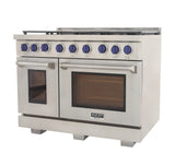 KUCHT Professional 48 in. 6.7 cu. ft. Natural Gas Range with Sealed Burners, Grill / Griddle and Two Ovens - One Convection - in Stainless Steel