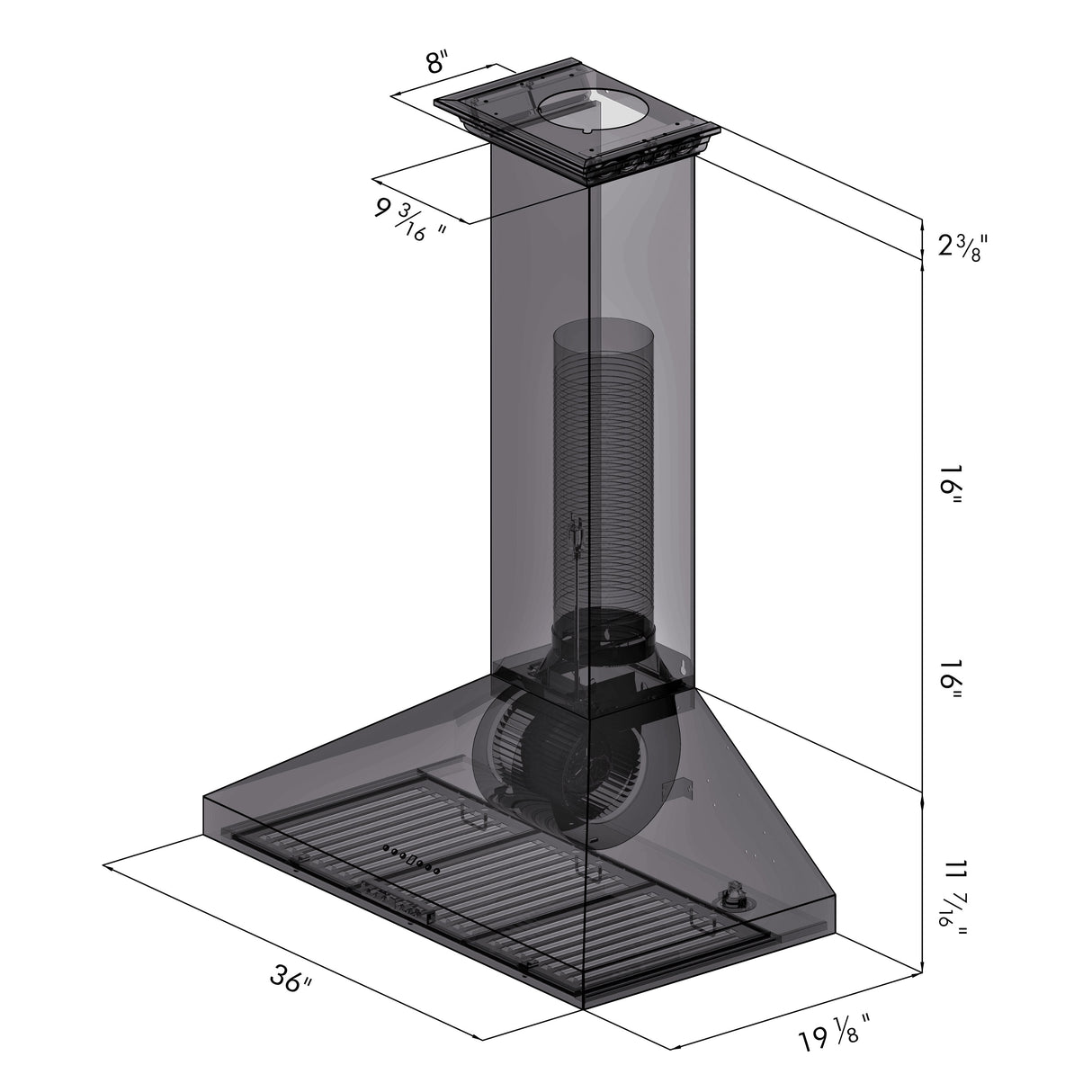 ZLINE 36" Convertible Vent Convertible Vent Wall Mount Range Hood in Stainless Steel with Crown Molding (KL3CRN-36)
