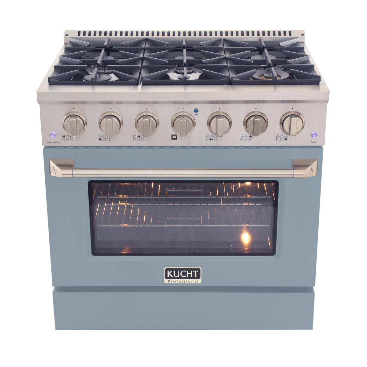KUCHT Professional 36 in. 5.2 cu. ft. Dual Fuel Range for Natural Gas with Sealed Burners and Convection Oven in Stainless Steel