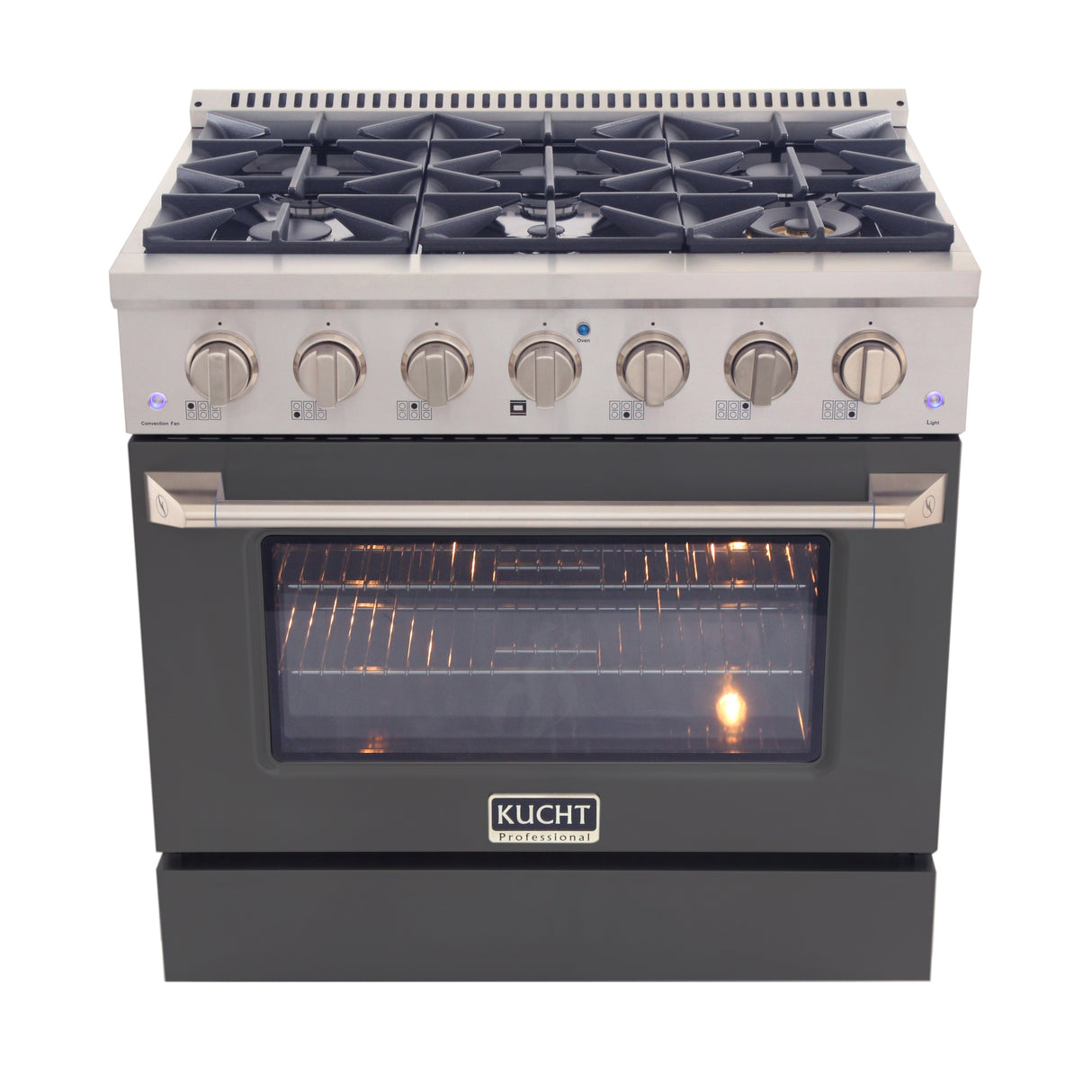 KUCHT Professional 36 in. 5.2 cu. ft. Dual Fuel Range for Natural Gas with Sealed Burners and Convection Oven in Stainless Steel