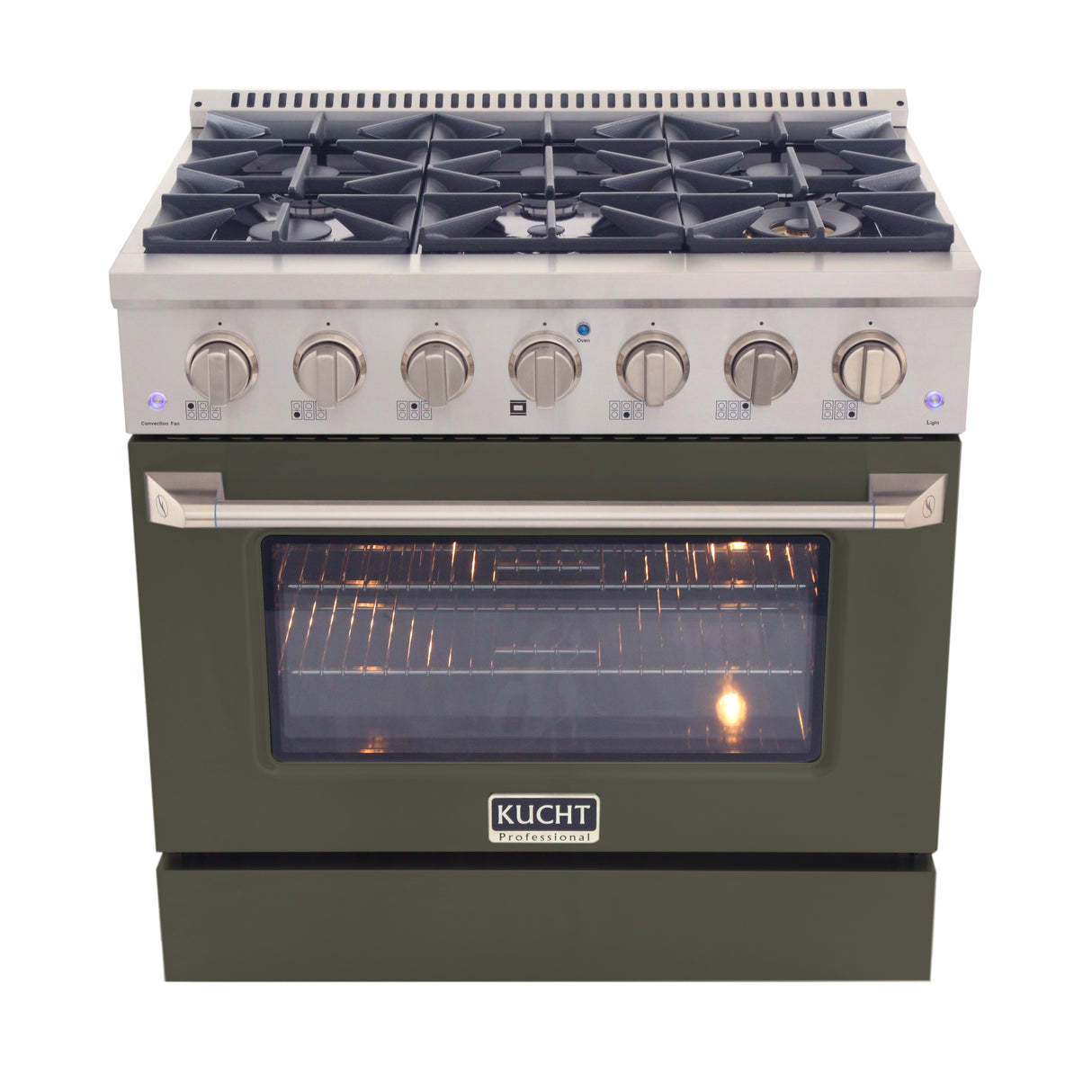 KUCHT Professional 36 in. 5.2 cu. ft. Dual Fuel Range for Natural Gas with Sealed Burners and Convection Oven in Stainless Steel