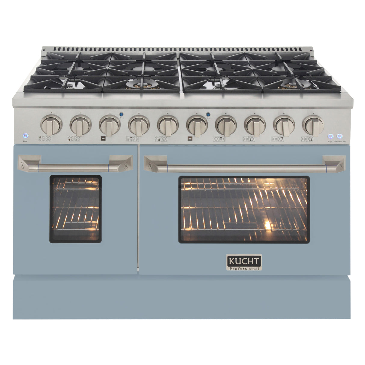 KUCHT Professional 48 in. 6.7 cu. ft. Dual Fuel Range for Propane Gas with Sealed Burners Griddle Grill and Two Ovens One Convection in Stainless Steel