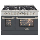 KUCHT Professional 48 in. 6.7 cu. ft. Dual Fuel Range for Propane Gas with Sealed Burners Griddle Grill and Two Ovens One Convection in Stainless Steel