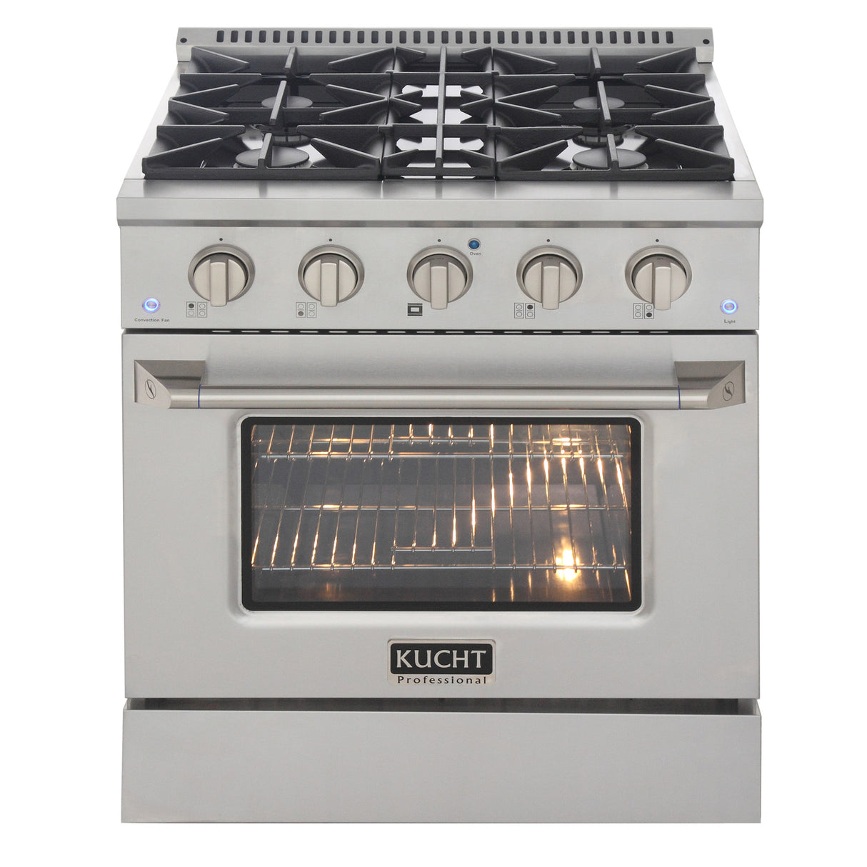 KUCHT Professional 30 in. 4.2 cu. ft. Natural Gas Range with Sealed Burners and Convection Oven in Stainless Steel