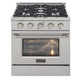 KUCHT Professional 30 in. 4.2 cu. ft. Natural Gas Range with Sealed Burners and Convection Oven in Stainless Steel
