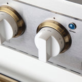 KUCHT Professional 30 in. 4.2 cu. ft. Dual Fuel Range for Propane Gas with Sealed Burners and Convection Oven in Stainless Steel with White Oven Door White Knobs and Gold Knob Rings