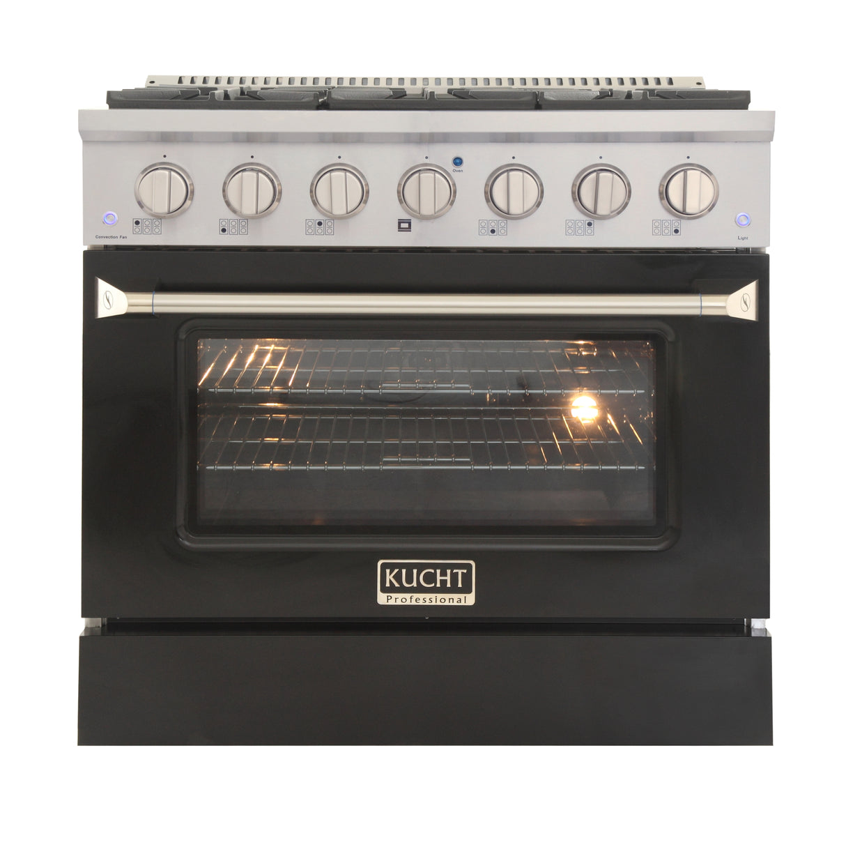 KUCHT Professional 36 in. 5.2 cu. ft. Dual Fuel Range for Natural Gas with Sealed Burners and Convection Oven in Stainless Steel