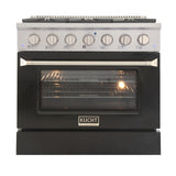 KUCHT Professional 36 in. 5.2 cu. ft. Dual Fuel Range for Natural Gas with Sealed Burners and Convection Oven in Stainless Steel