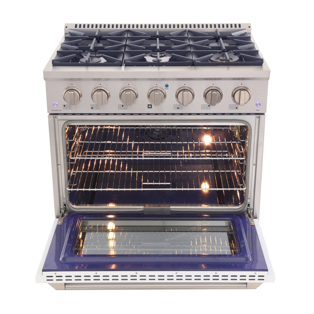 KUCHT Professional 36 in. 5.2 cu. ft. Dual Fuel Range for Natural Gas with Sealed Burners and Convection Oven in Stainless Steel