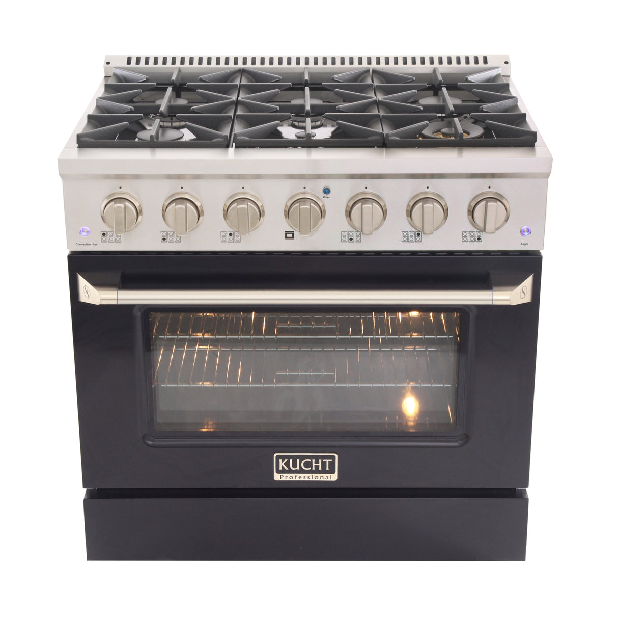 KUCHT Professional 36 in. 5.2 cu. ft. Dual Fuel Range for Natural Gas with Sealed Burners and Convection Oven in Stainless Steel