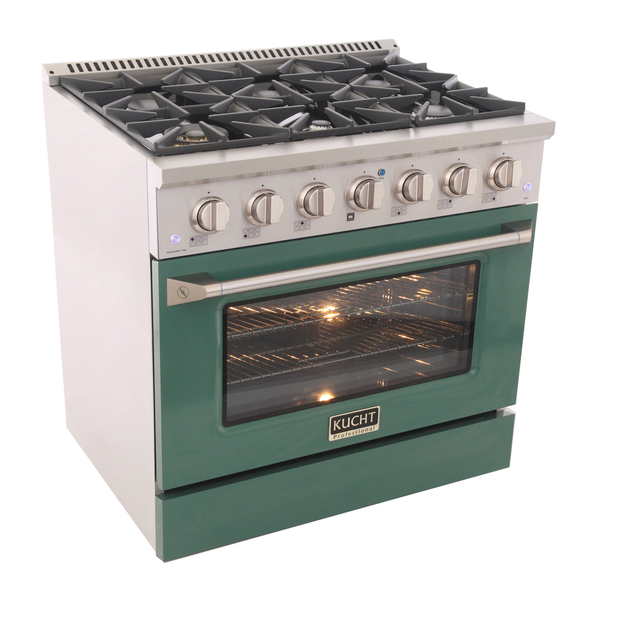 KUCHT Professional 36 in. 5.2 cu. ft. Dual Fuel Range for Natural Gas with Sealed Burners and Convection Oven in Stainless Steel