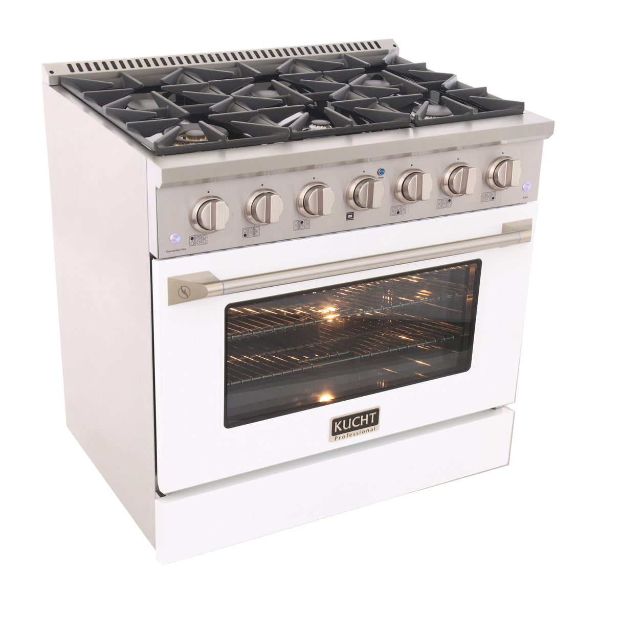 KUCHT Professional 36 in. 5.2 cu. ft. Dual Fuel Range for Natural Gas with Sealed Burners and Convection Oven in Stainless Steel