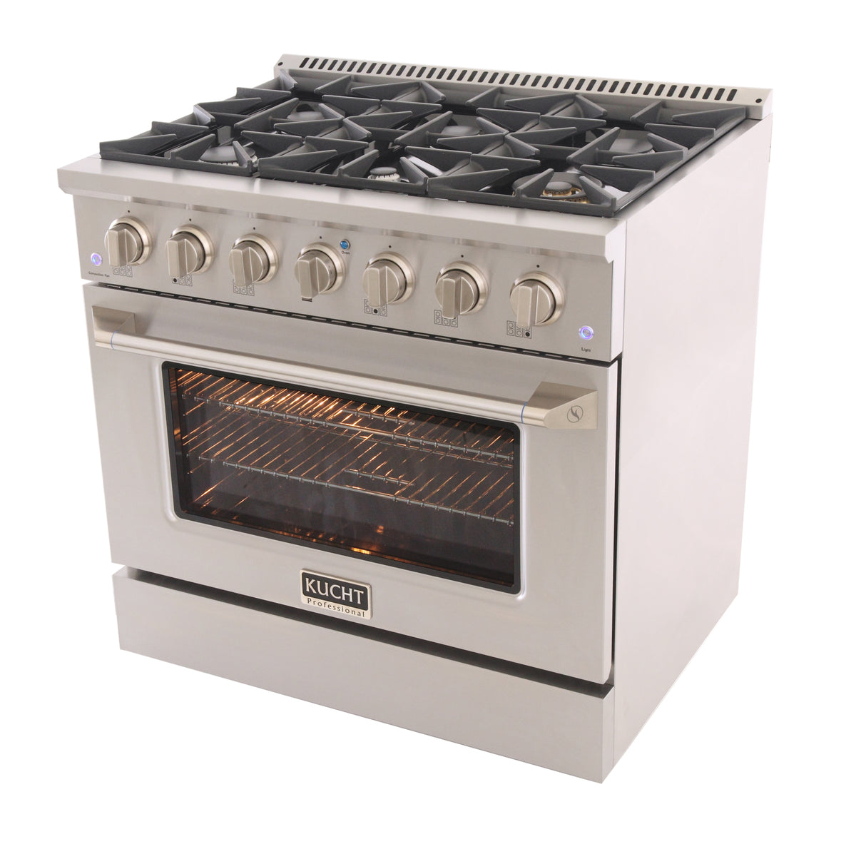 KUCHT Professional 36 in. 5.2 cu. ft. Dual Fuel Range for Natural Gas with Sealed Burners and Convection Oven in Stainless Steel