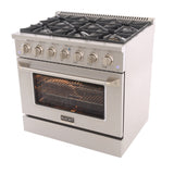 KUCHT Professional 36 in. 5.2 cu. ft. Dual Fuel Range for Natural Gas with Sealed Burners and Convection Oven in Stainless Steel
