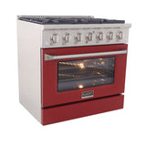 KUCHT Professional 36 in. 5.2 cu. ft. Dual Fuel Range for Natural Gas with Sealed Burners and Convection Oven in Stainless Steel
