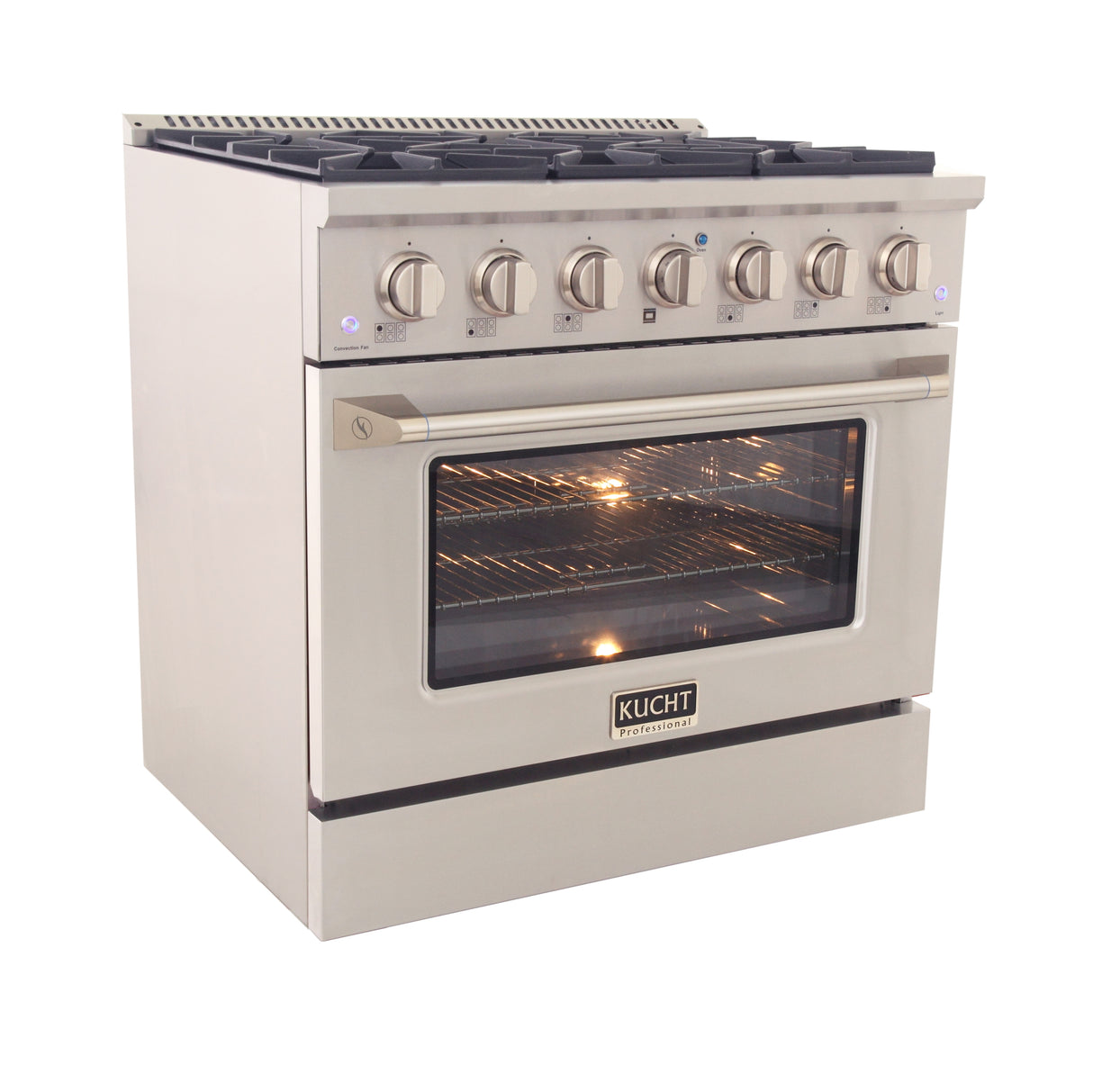 KUCHT Professional 36 in. 5.2 cu. ft. Dual Fuel Range for Natural Gas with Sealed Burners and Convection Oven in Stainless Steel