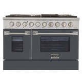KUCHT Professional 48 in. 6.7 cu. ft. Propane Gas Range with Sealed Burners, Griddle/Grill and Two Ovens - One Convection - in Stainless Steel
