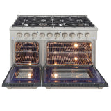 KUCHT Professional 48 in. 6.7 cu. ft. Propane Gas Range with Sealed Burners, Griddle/Grill and Two Ovens - One Convection - in Stainless Steel