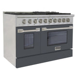 KUCHT Professional 48 in. 6.7 cu. ft. Propane Gas Range with Sealed Burners, Griddle/Grill and Two Ovens - One Convection - in Stainless Steel