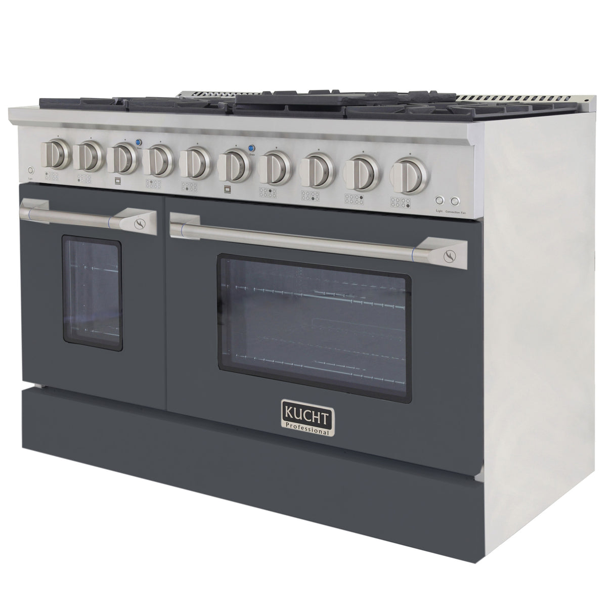 KUCHT Professional 48 in. 6.7 cu. ft. Natural Gas Range with Sealed Burners, Griddle/Grill and Two Ovens - One Convection - in Stainless Steel