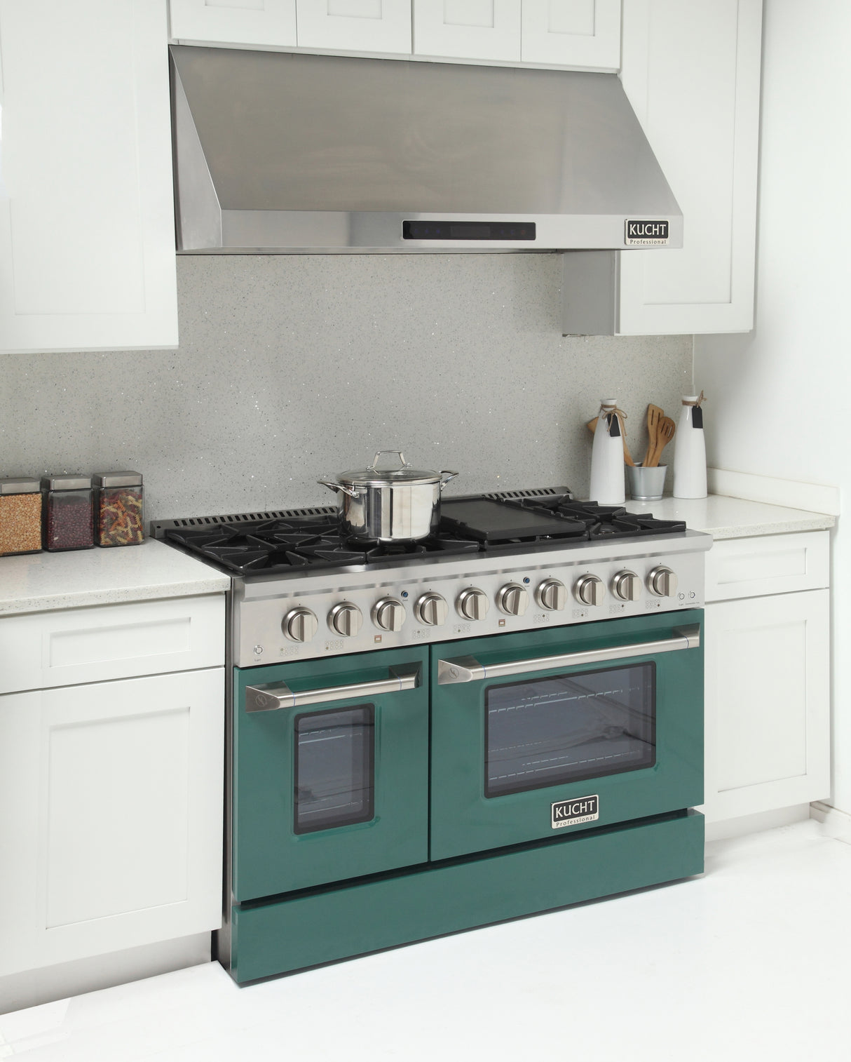 KUCHT Professional 48 in. 6.7 cu. ft. Propane Gas Range with Sealed Burners, Griddle/Grill and Two Ovens - One Convection - in Stainless Steel