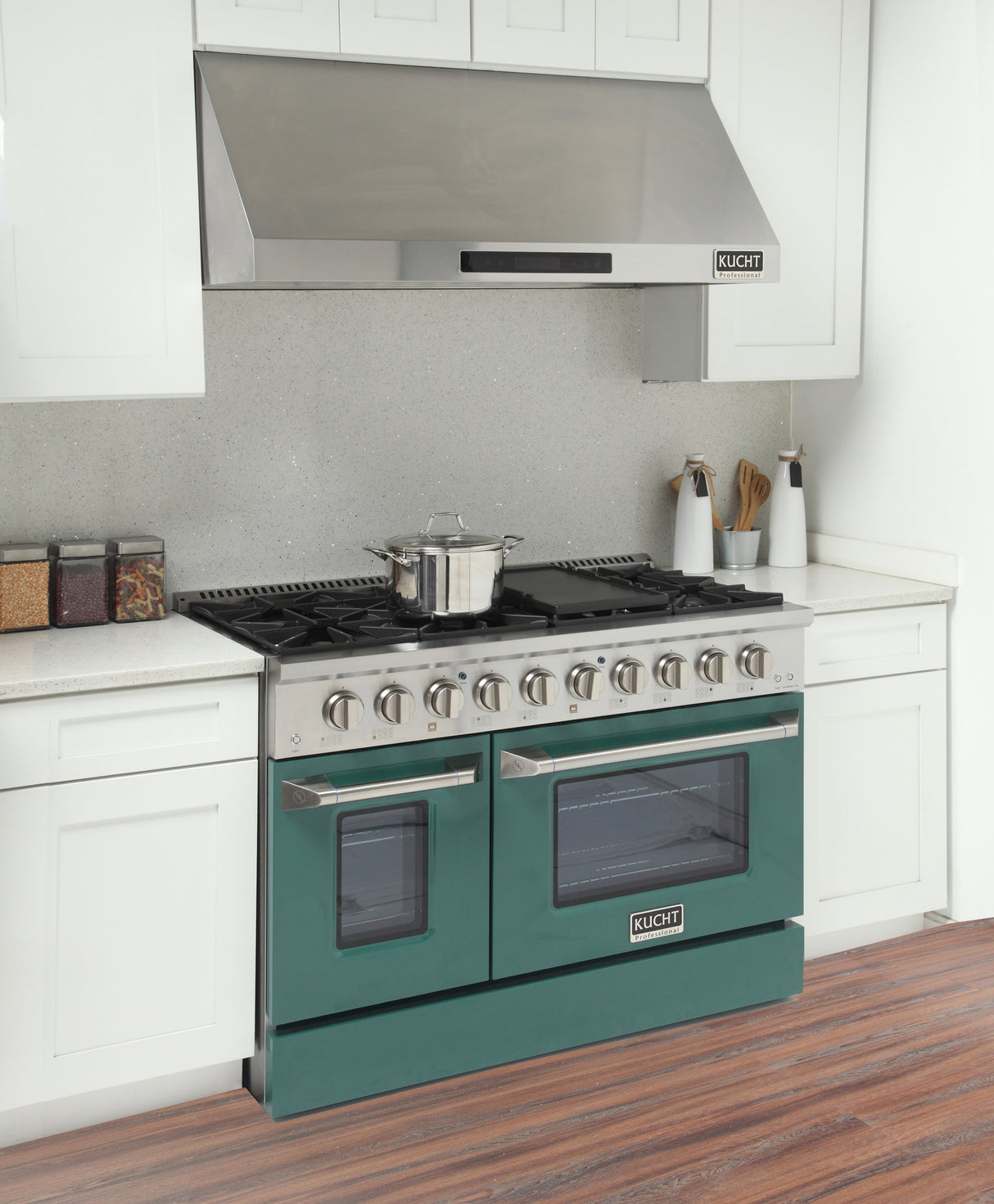 KUCHT Professional 48 in. 6.7 cu. ft. Propane Gas Range with Sealed Burners, Griddle/Grill and Two Ovens - One Convection - in Stainless Steel