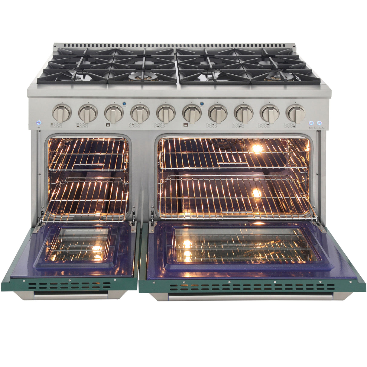 KUCHT Professional 48 in. 6.7 cu. ft. Propane Gas Range with Sealed Burners, Griddle/Grill and Two Ovens - One Convection - in Stainless Steel