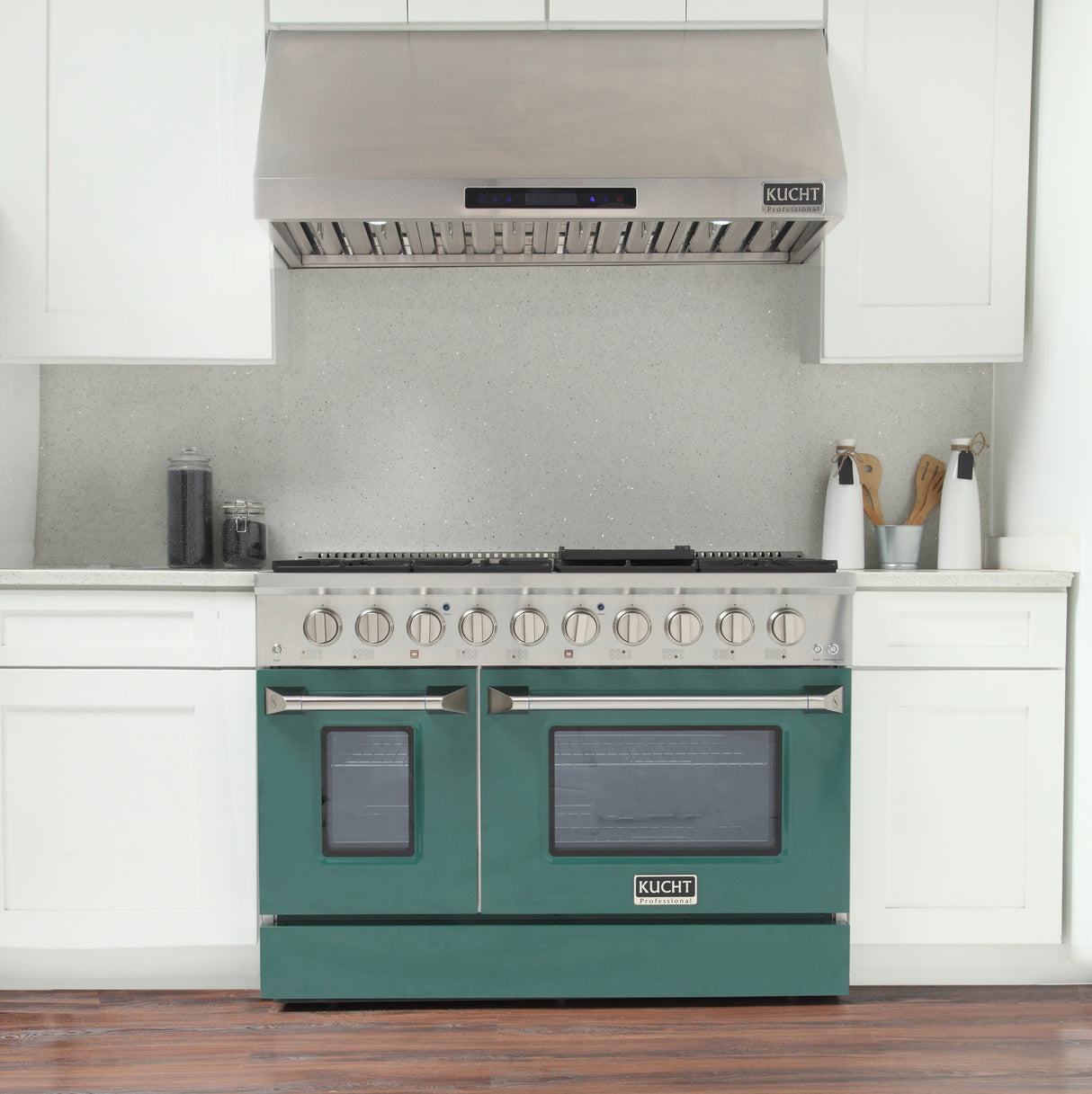 KUCHT Professional 48 in. 6.7 cu. ft. Dual Fuel Range for Propane Gas with Sealed Burners Griddle Grill and Two Ovens One Convection in Stainless Steel