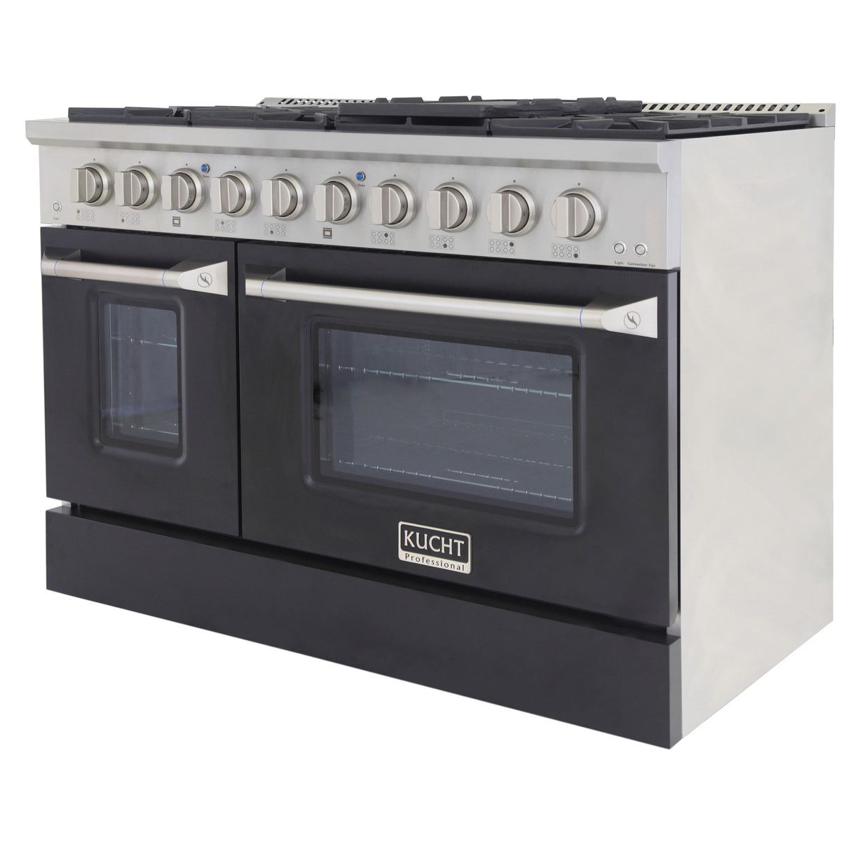 KUCHT Professional 48 in. 6.7 cu. ft. Propane Gas Range with Sealed Burners, Griddle/Grill and Two Ovens - One Convection - in Stainless Steel